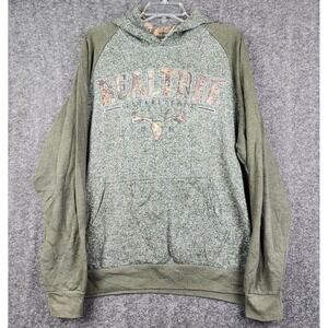 Realtree Hoodie Mens XL Green Marled Camo Graphic Raglan Pullover Sweatshirt